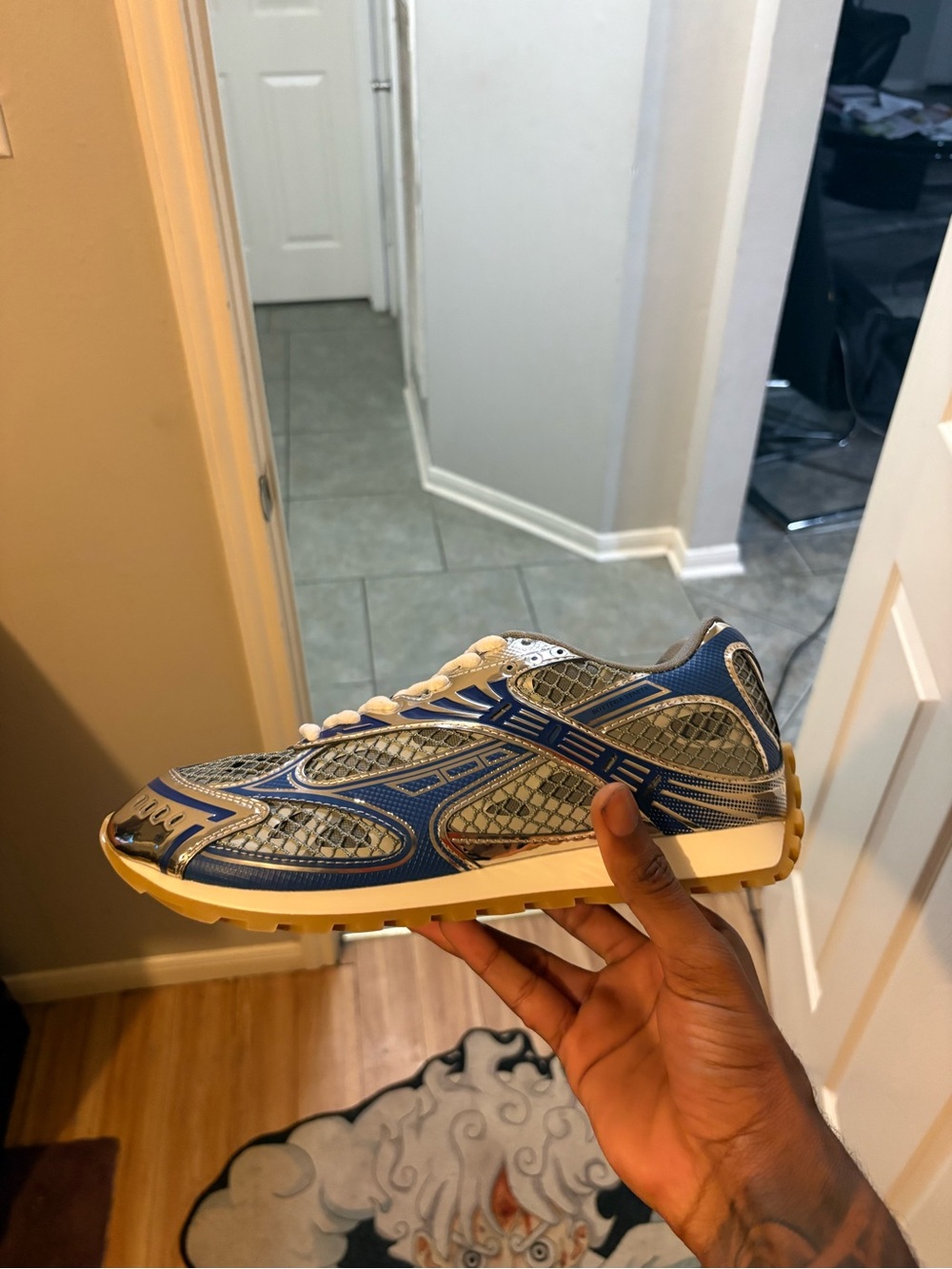 Bottega Veneta Blue and Gold Men's Sneakers